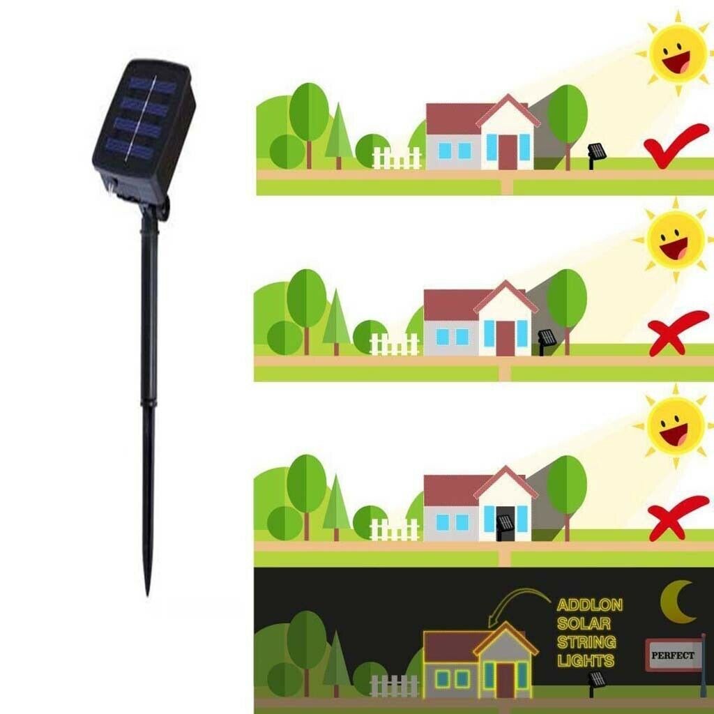 Solar Powered LED String Light Waterproof Lamp Holiday Decoration White