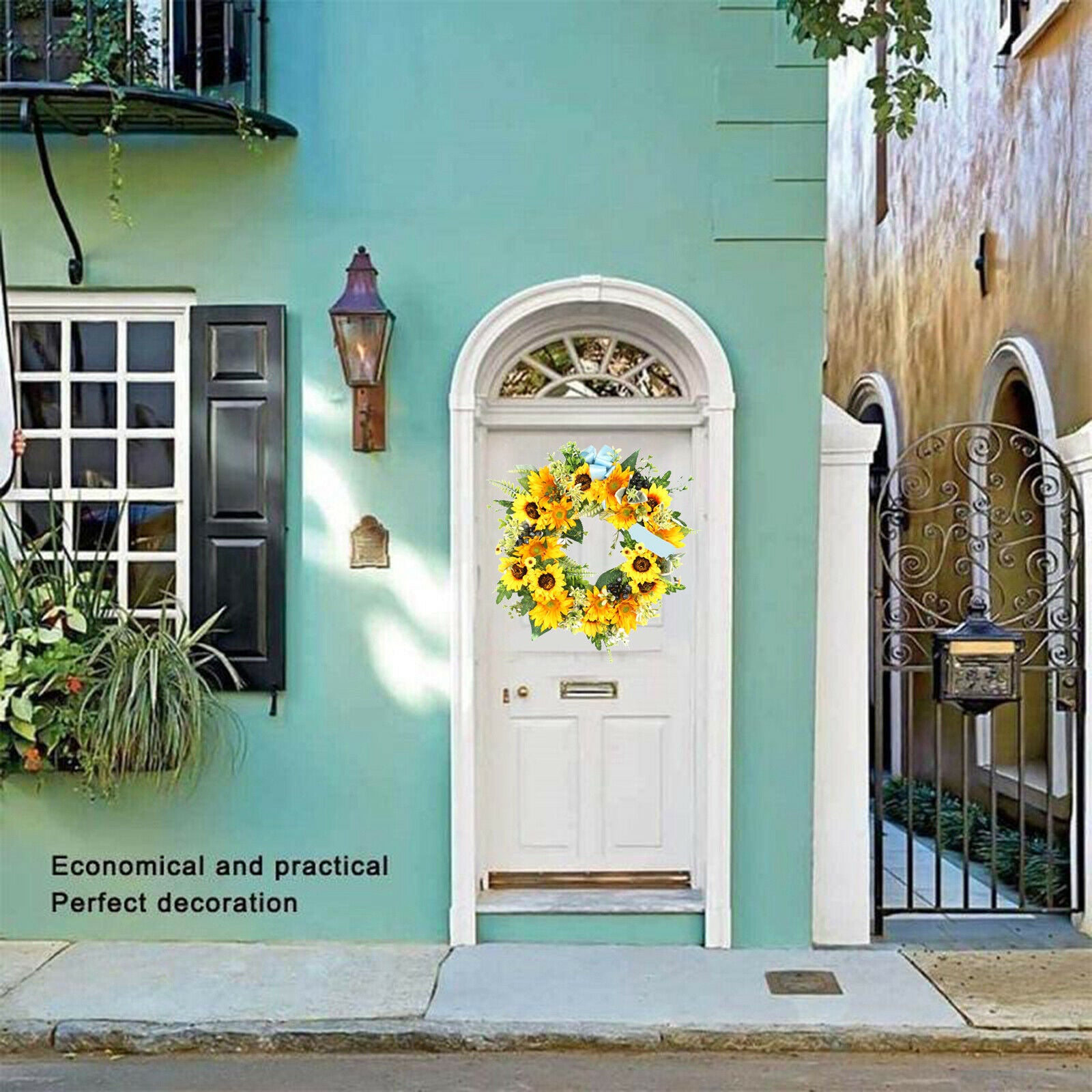Artificial Sun Flower Wreath Door Living Room Front Door Patio Ornament