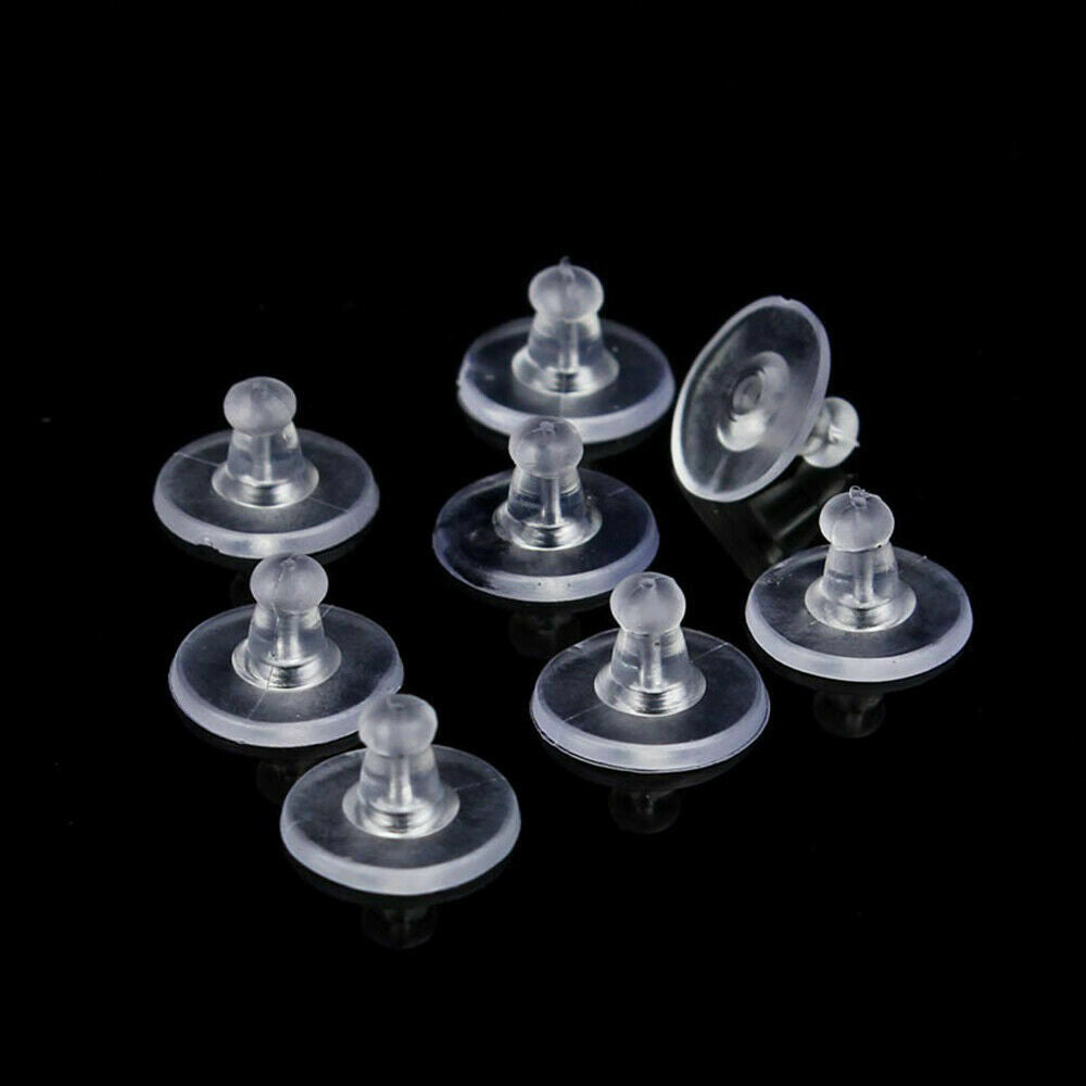 100pcs/set Silicone Earring Backs Stoppers Clear Soft Rubber Ear Stud Blocked