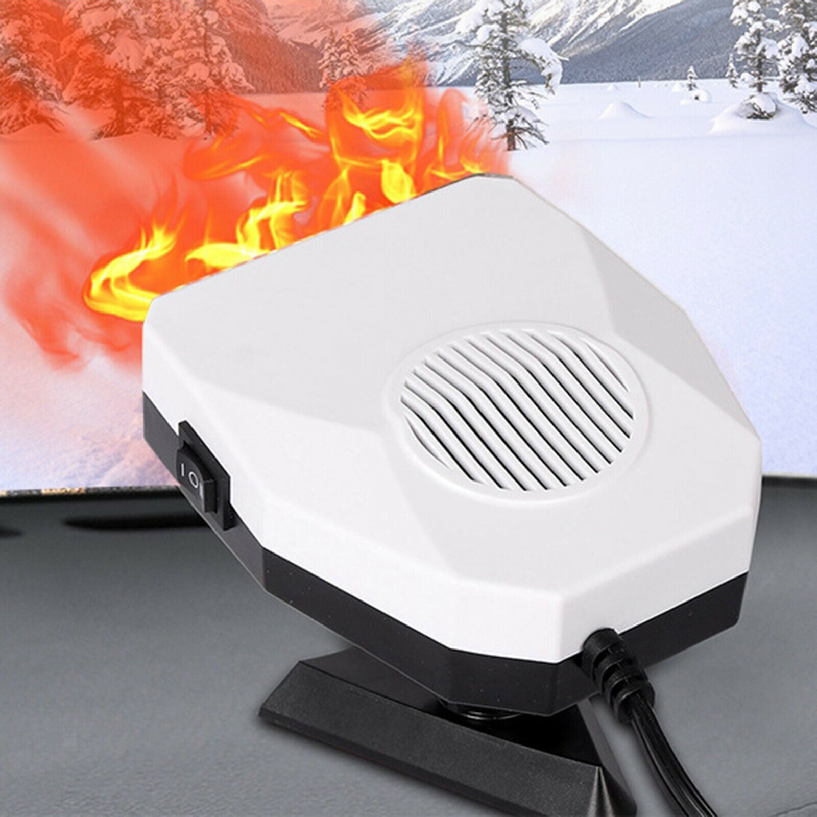 Plug In 150W Truck Auto Car Heater Heating Fan Defogger Demister White