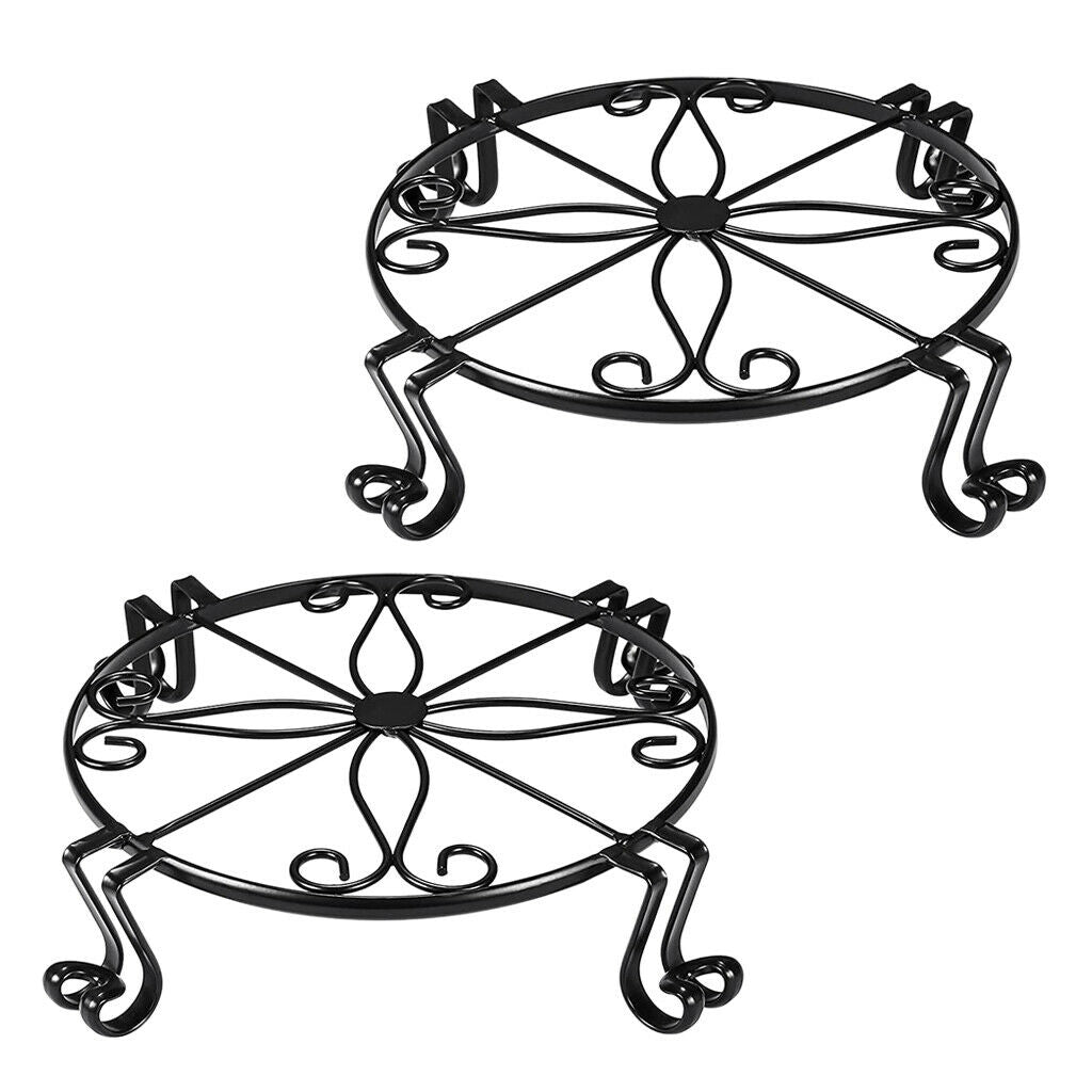 2pcs Metal Plant Stand Outdoor Heavy Duty Flower Pot   Rack Black