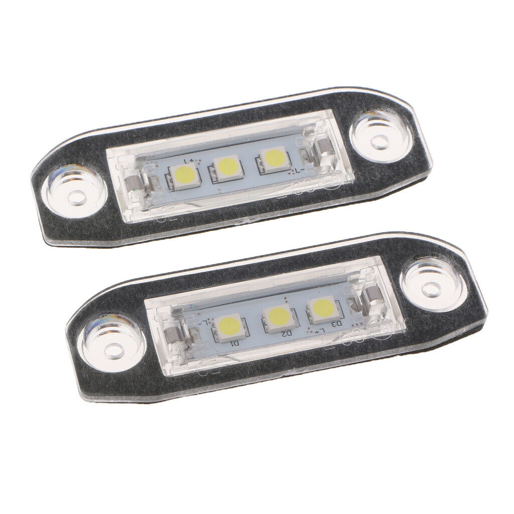 Pair LED License Plate Number Light White For Volvo S80 Xc90 S40 V60 S60 C70