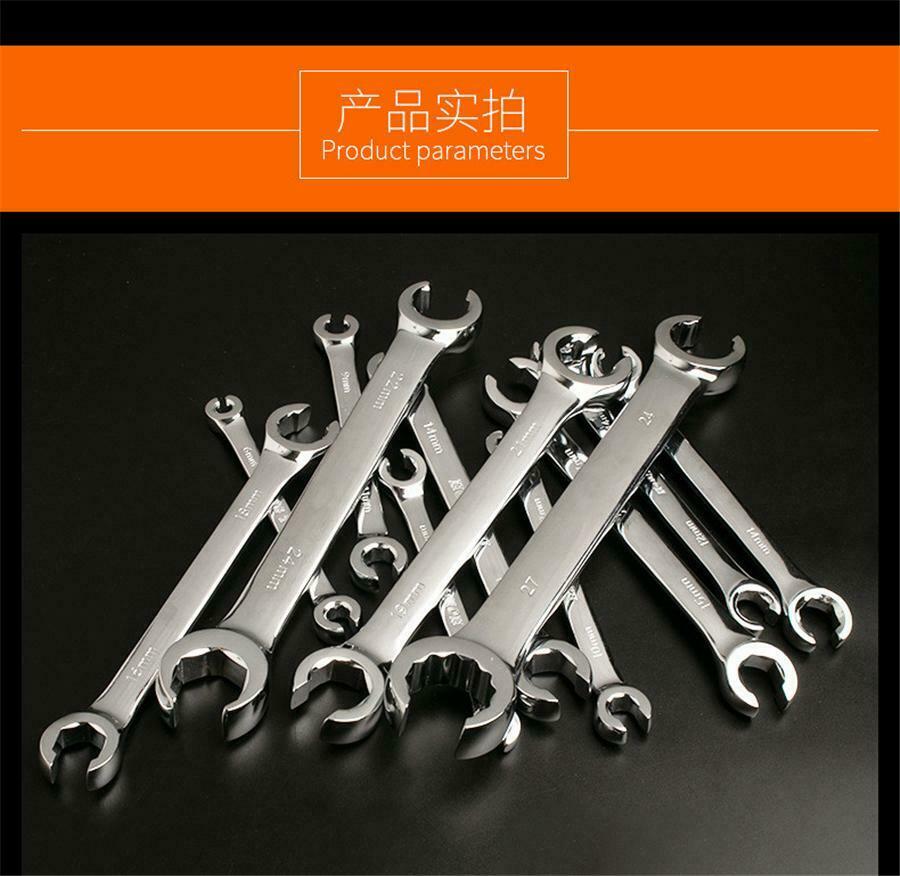 6Pcs/Set  6-19mm 6 Point Chrome Vanadium Steel Metric Flared Nut Spanner Wrench
