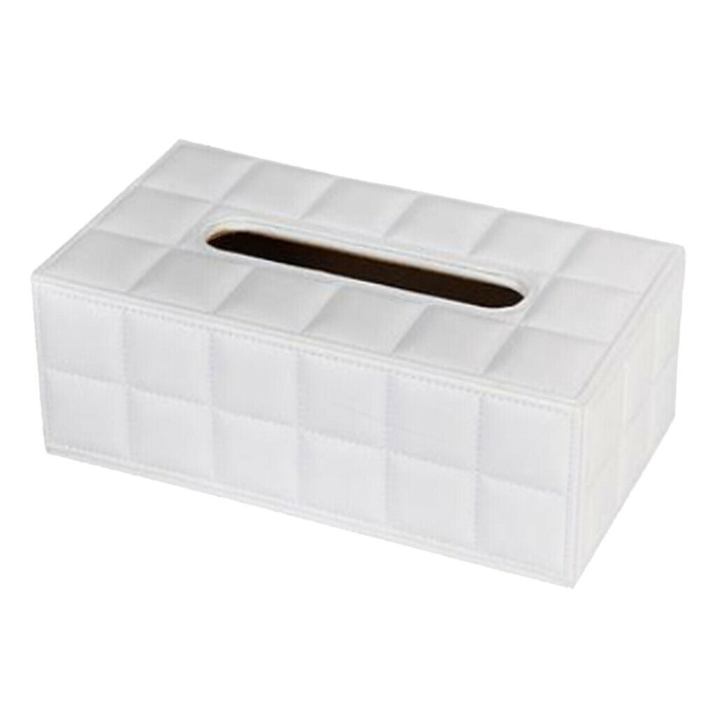 2X PU Leather Tissue Box Cover Pumping Paper Napkin Holder Box Pure White