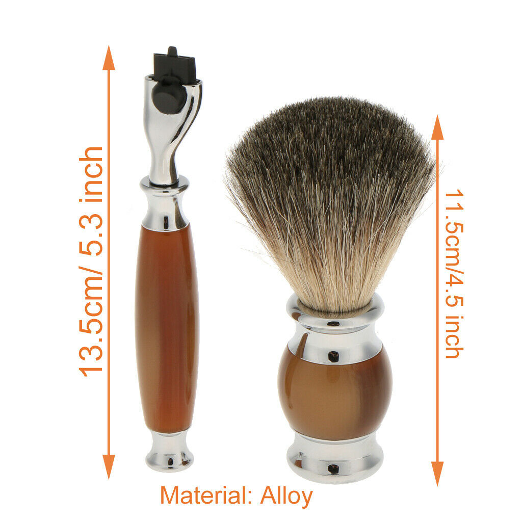 Men Barber Shaving Brush Beard Shave Safety Razor Handle Set with Box #3