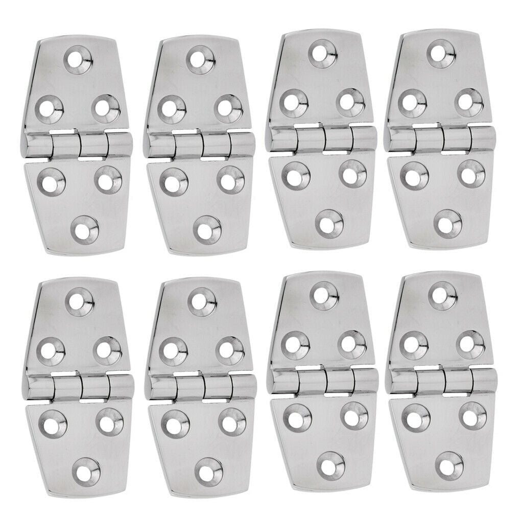8Pcs Marine Boat Deck Flush Strap Door Hinge - Polished 316 Stainless Steel