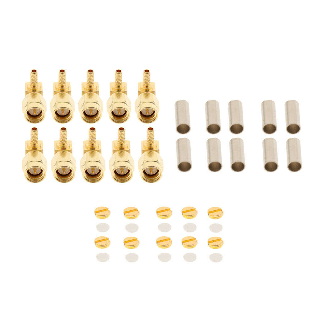 10pcs SMA Male Crimp Right Angle RF Coaxial Connectors Adapters