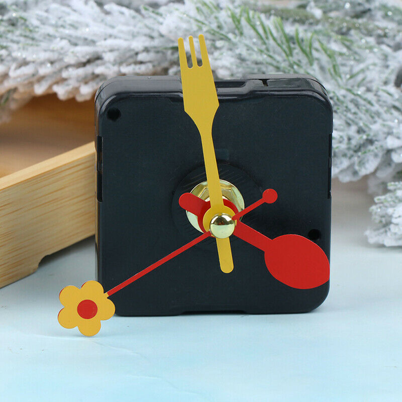 Cute Quartz Clock Movement Kit Spindle Mechanism Parts Flower Folk Spoon .l8