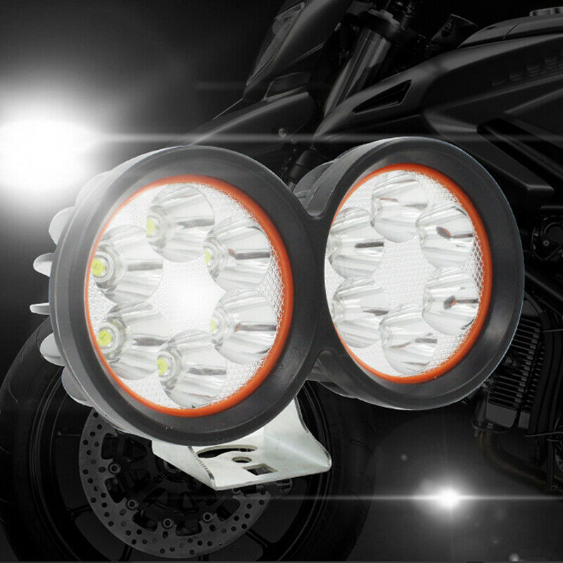 Motorcycle Bike LED Front Dual Spot Light Headlight Driving Waterproof Fog Lamp