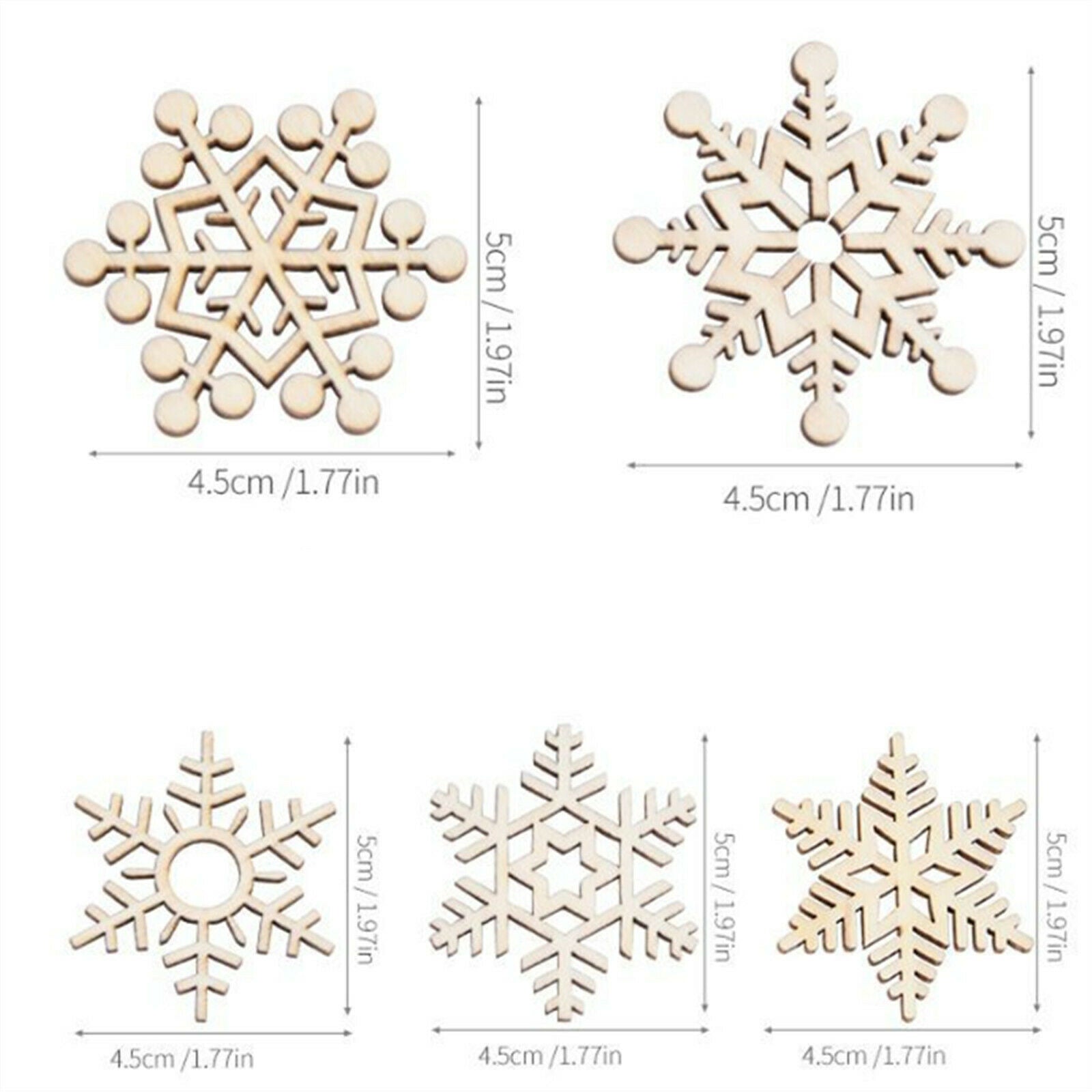 10PCS Christmas Snowflake Wood Hanging Pendant Xmas Tree Home Party Decoration