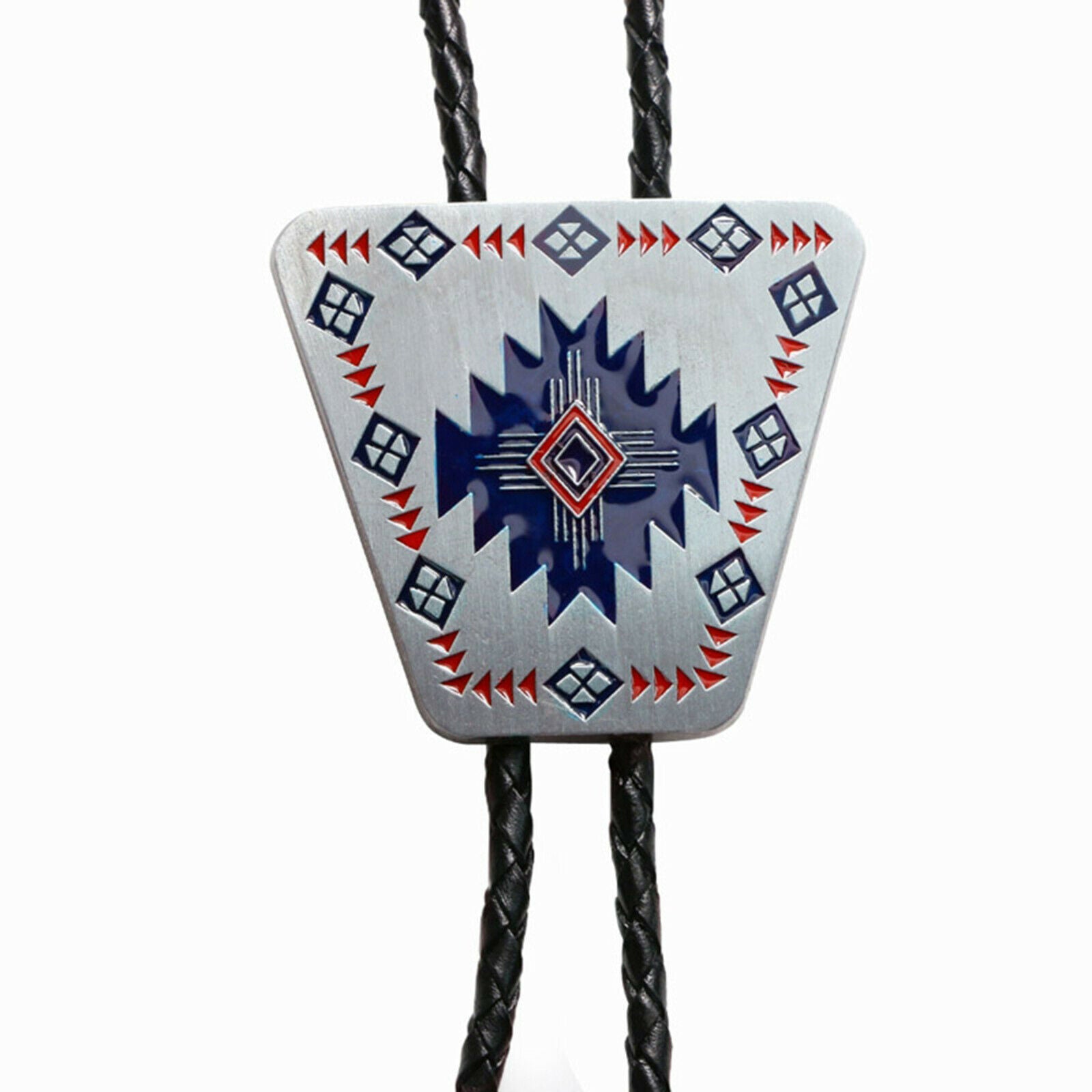 Geometric  Men Bolo Tie Wedding Necklace PU Leather Rope Western Cowboy
