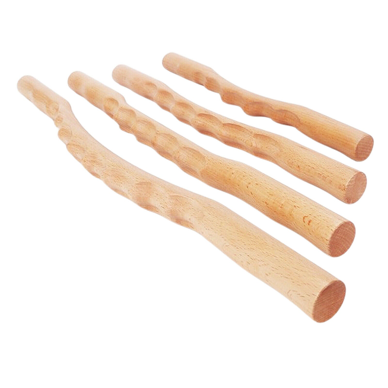 4Pc Wood Guasha Scraping Stick Massage Tools Massager For Back Shoulder Necks
