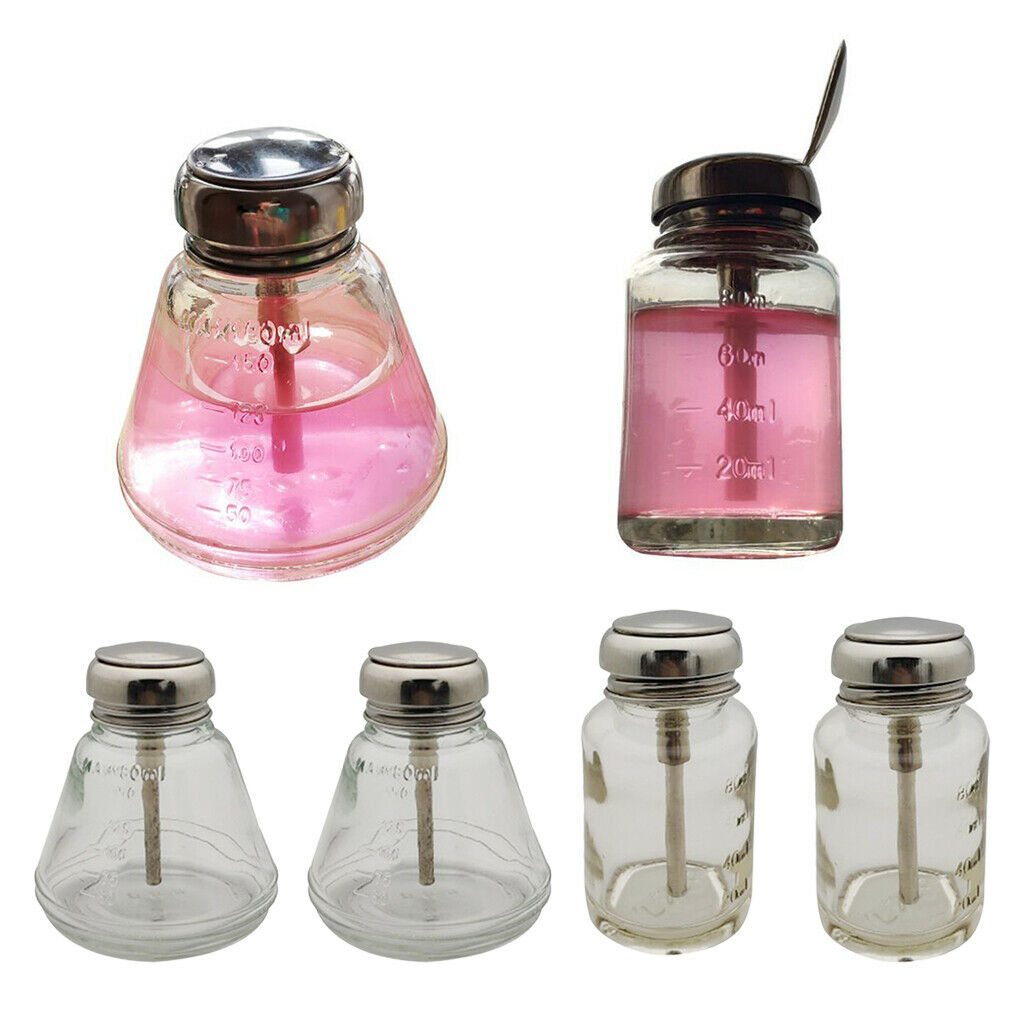 4 Pcs 80+180ml Empty Nail Polish Remover Pump Dispenser Push Down Press Bottles