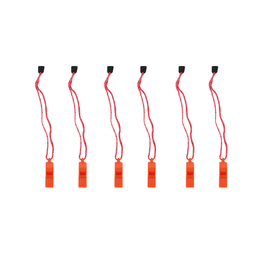 6Pcs Outdoor Whistle w/ Lanyard for Safety Outdoor Camping Signal Dog Training