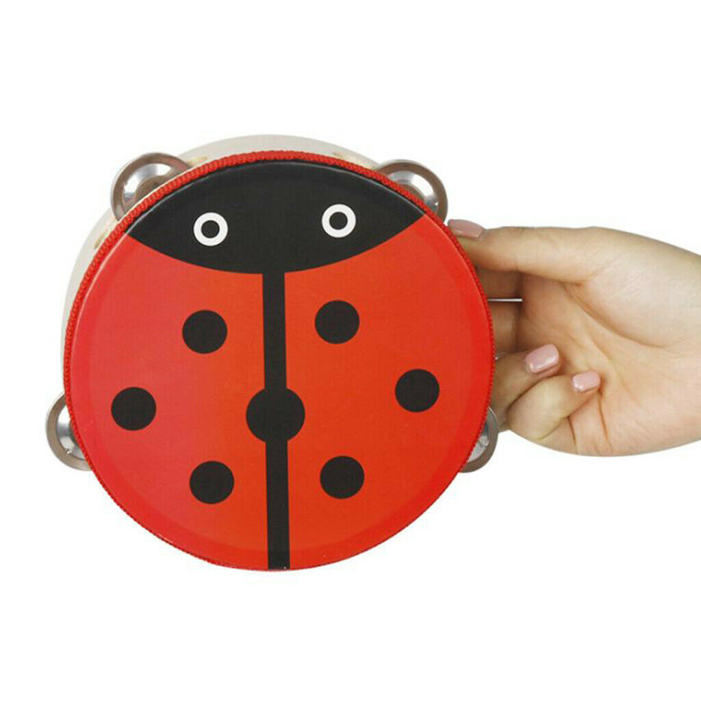 Portable Round Cartoon Tambourine Hand Drum Children Rhythm Rattle Toys 14.8 x