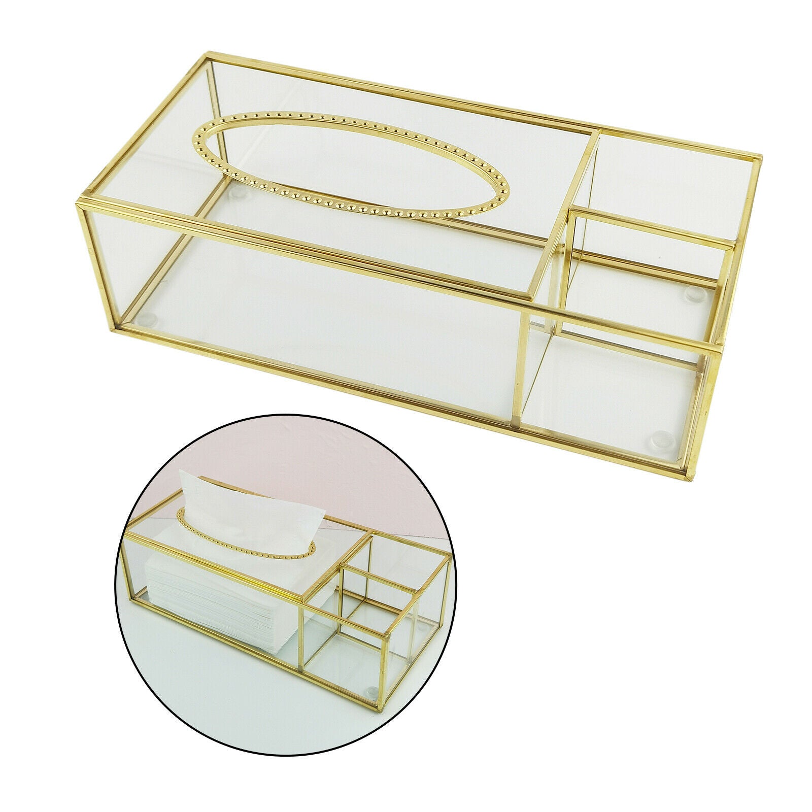 Nordic Luxury Glass Paper Tissue Box Napkin Storage Box Facial Tissue Holder