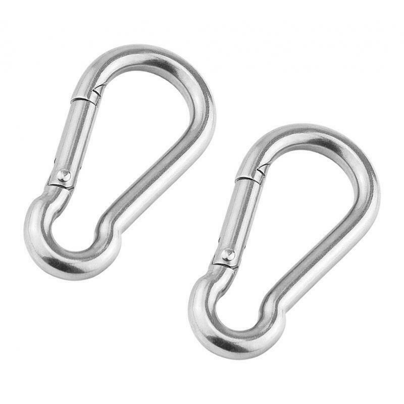 2pc Stainless Steel Carabiner Clip Snap Hook M5x50mm Small Keyring Karabiner