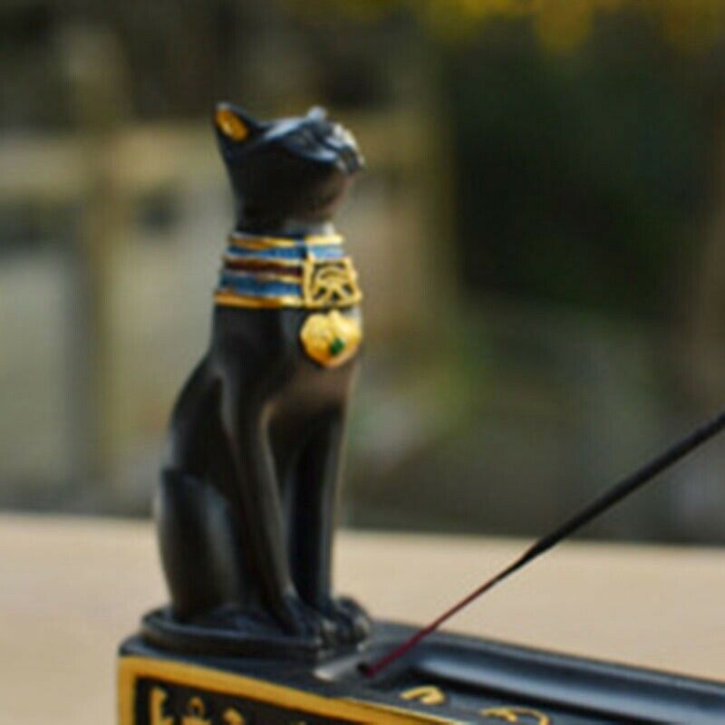 Retro Incense Burner Holder Home Decor Egypt Cat God Incense Stick Holder ArR8R8