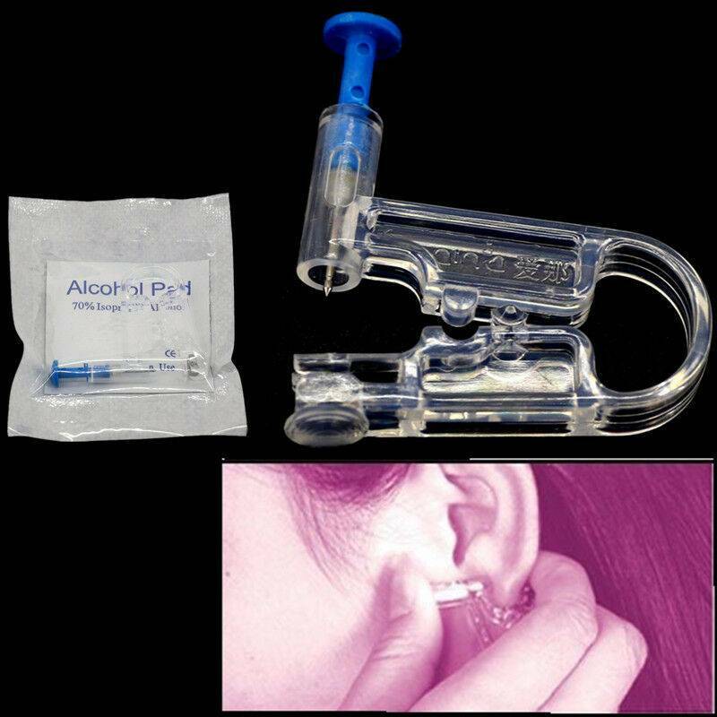 2Pcs Sterile Safety Piercing Gun Kit Tool Stud Prep Pad For Body Ear Nose Lip US