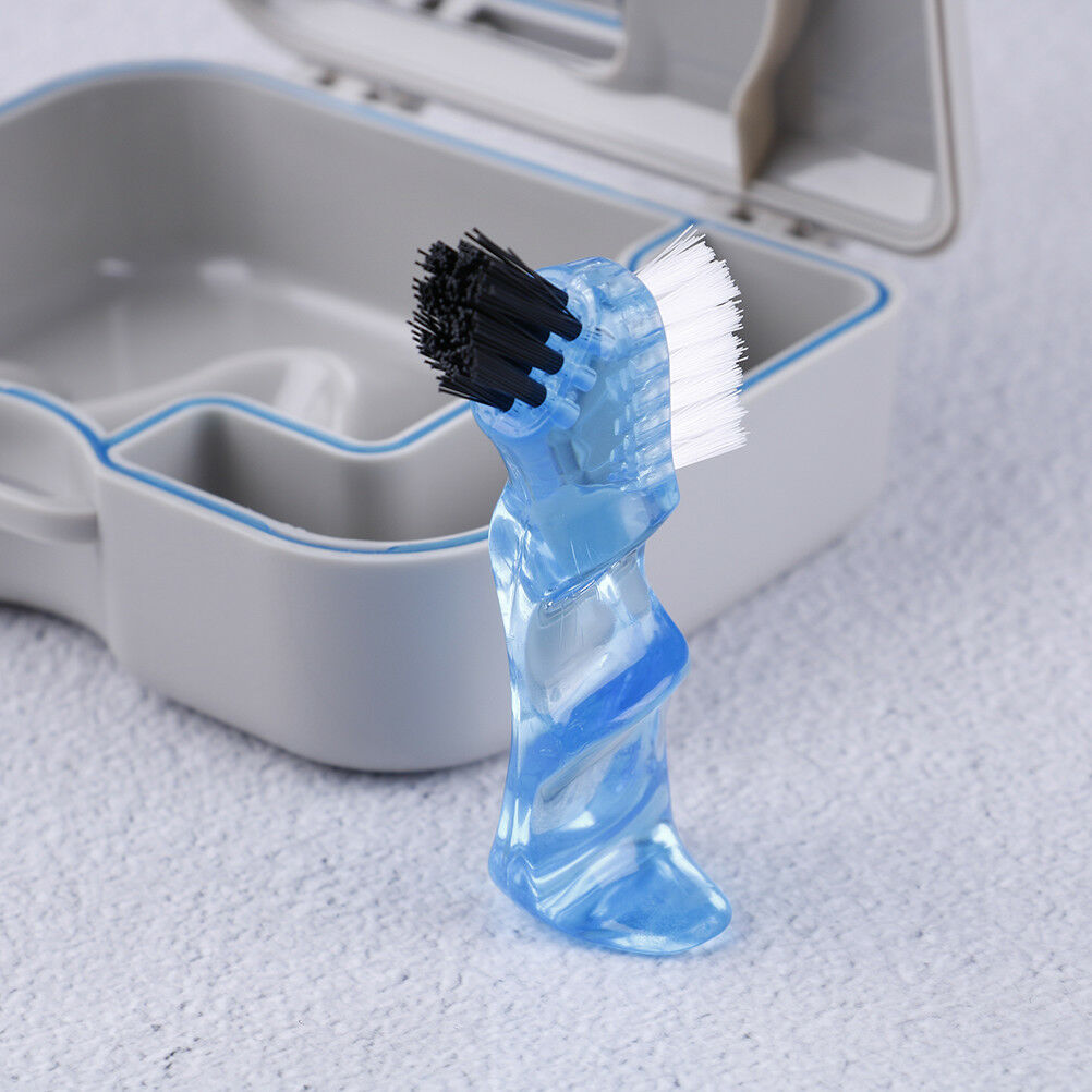 Denture false teeth storage box case with mirror and clean brush appliance,yBDA
