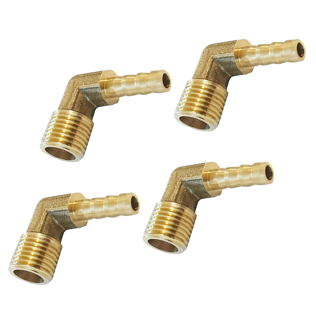 4 Units 90 Degree Male Elbow Barbed Hose Tail Pipe Gas Fittings