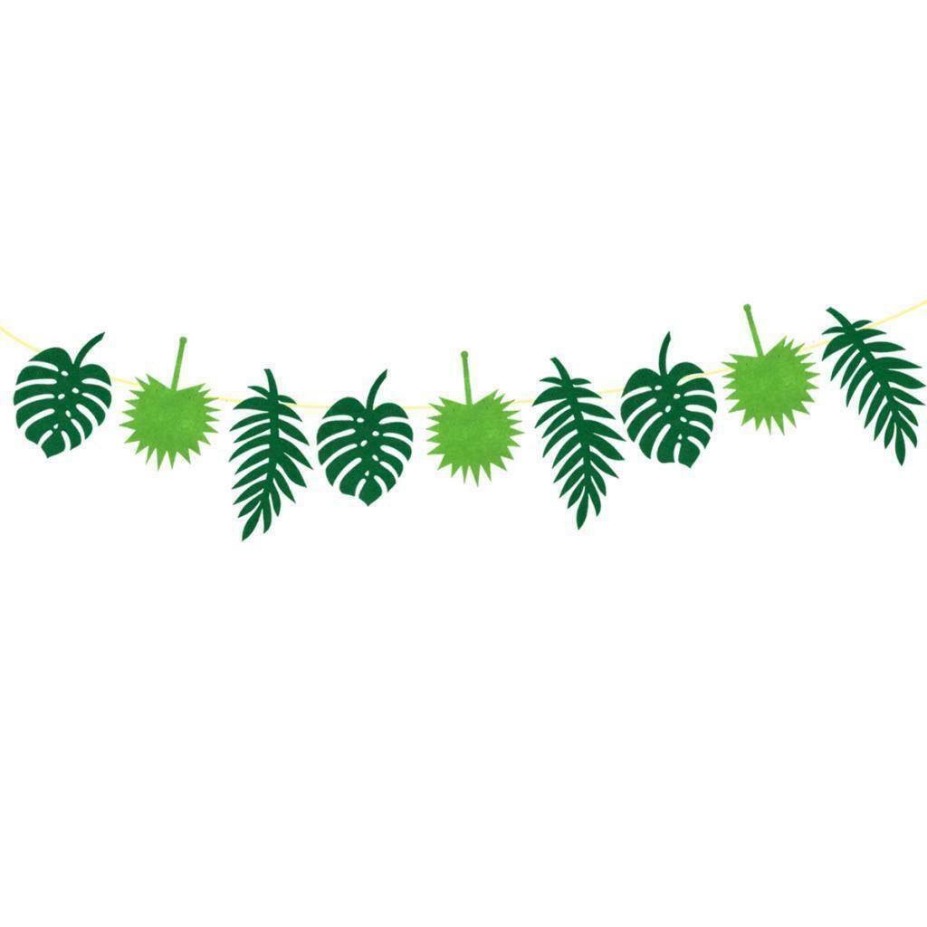 Hawaiian Tropical Leaves Felt Banner Wedding Birthday Party Hanging Decorations,