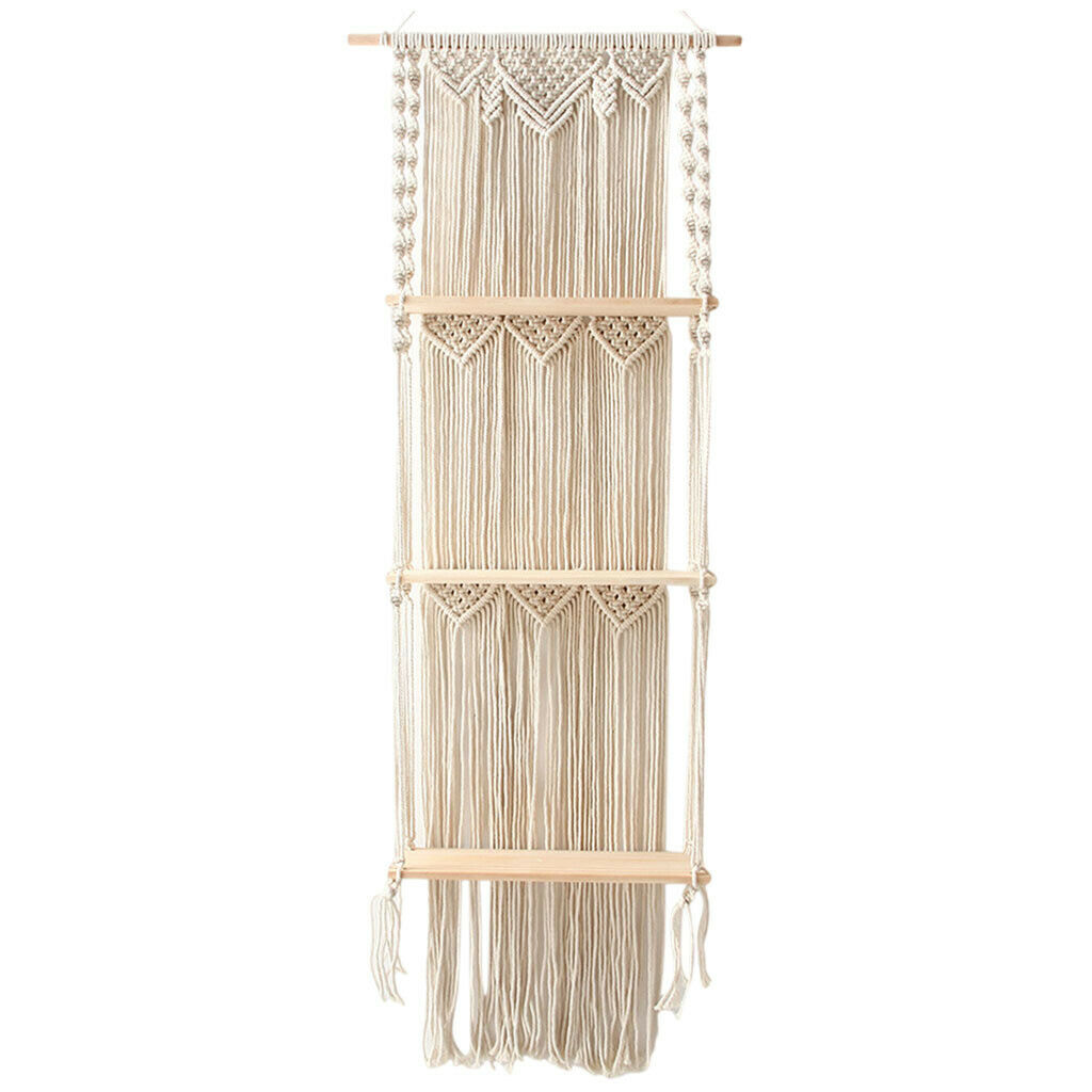 Bohemian Tapestry Wall Hanging Shelf 3 Tiers Shelves for Plants Organizer