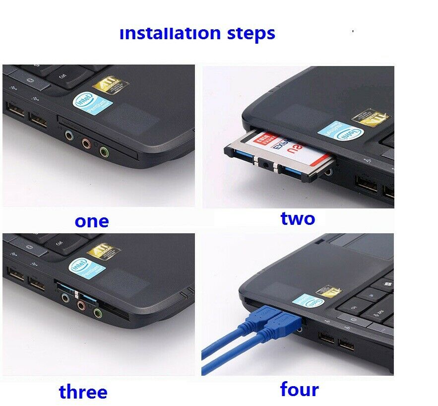 54mm Express Card Expresscard to 2 Port USB 3.0 Adapter for Laptop NEC Chip