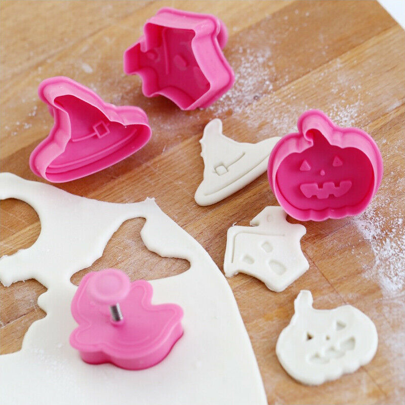 4x Halloween Pumpkin Cake Biscuit Plunger Cutter Mold Mould Sugar Baking An