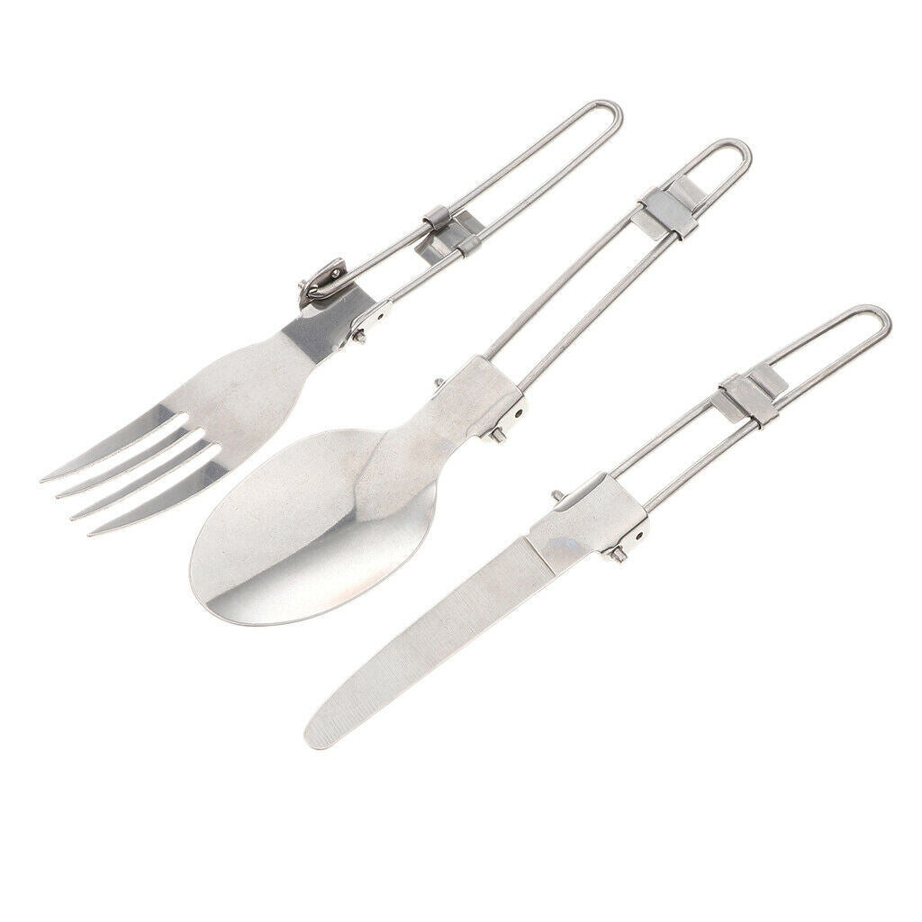Prettyia   Folding   Cutlery   Set   Spoon   Fork   for   Camping   Picnic   BBQ