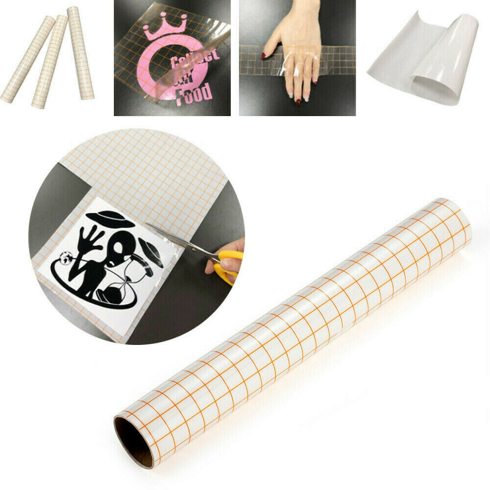 12 x 60 inch Vinyl Transfer Paper Tape Roll Cricut Adhesive Clear Alignment Grid
