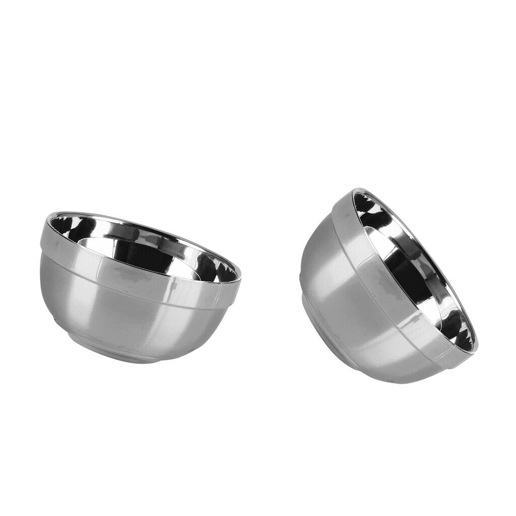 2Pcs Stainless Steel Bowl Set Double-walled Insulated Metal Snack Bowls