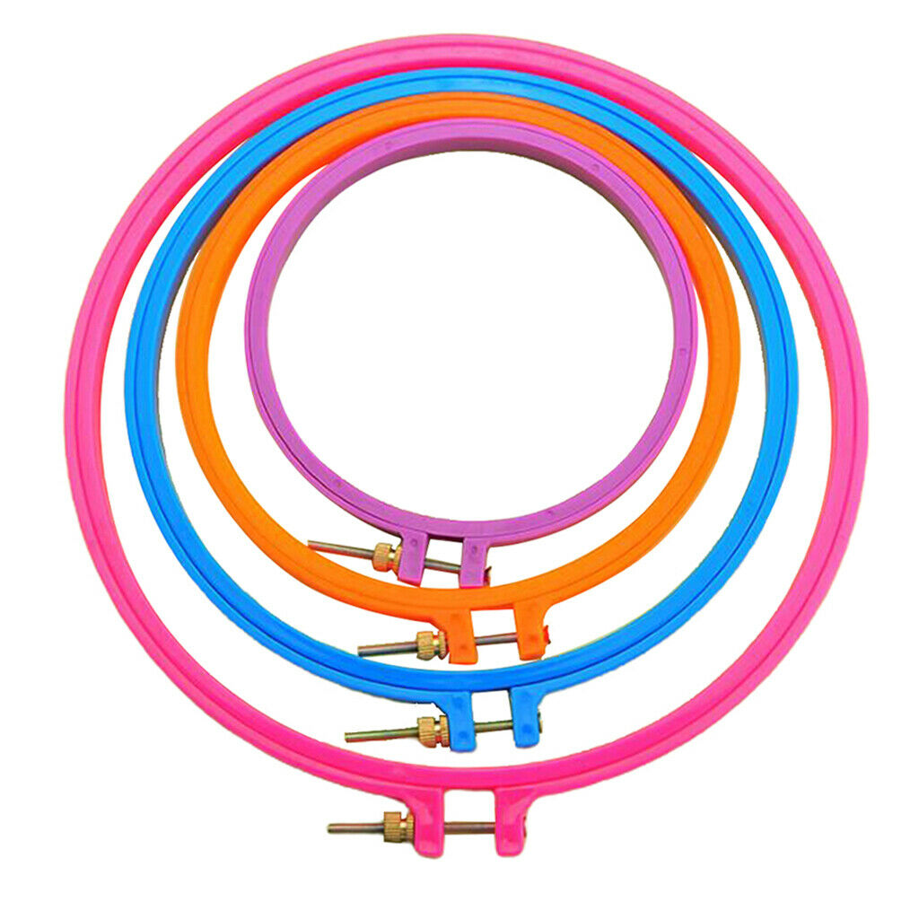 4Pcs Embroidery Hoops Plastic Circle Cross Stitch Hoop  Set For Sewing