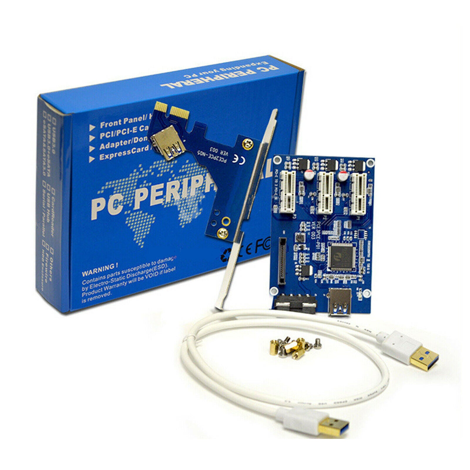 PCI-E 1X to 3 PCI-Express Slots Riser Card 36 Pin Multiplier Hub Adapter Miner