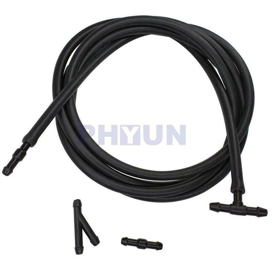2M Windscreen Wiper Washer Jet Tube Pipe Hose Black w/Connectors For Nozzle Pump