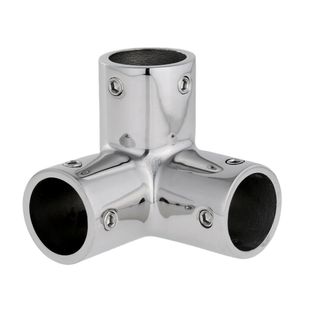 Universal 25mm 1" 3 Way Corner 90 Degree Elbow Marine Boat Hand Rail Fitting