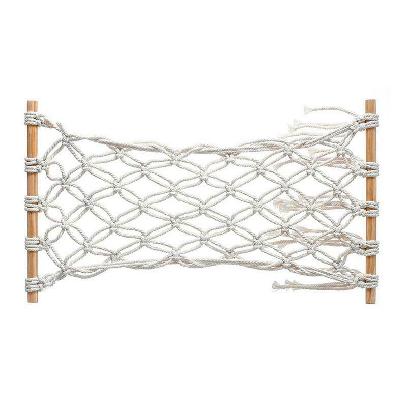 Boho Woven Macrame Fruit Hammock Under Cabinet Wooden Stick Hanging Net Basket