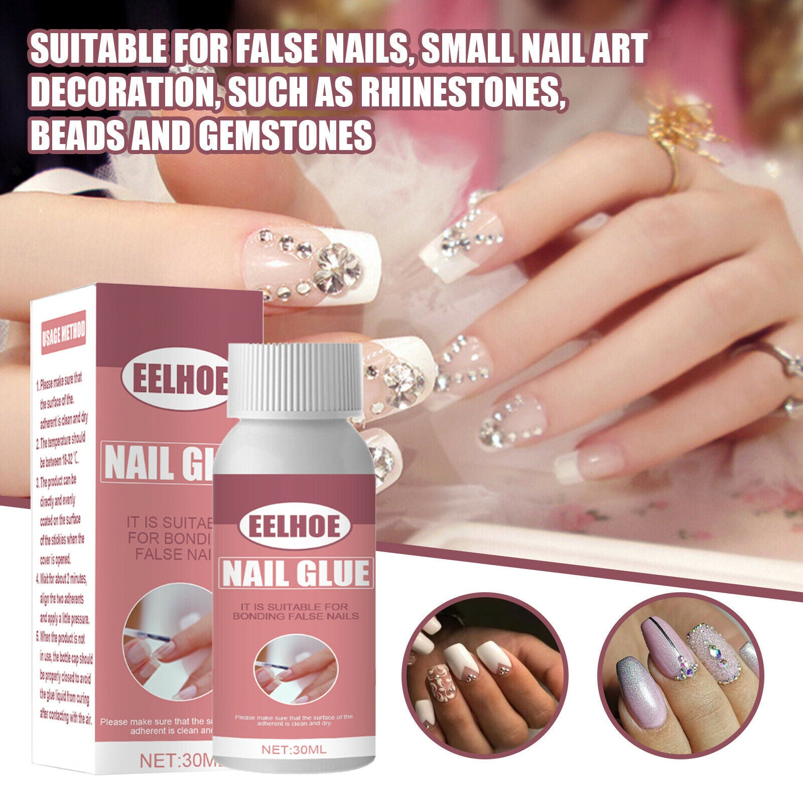 30ml Professional Nail Glue w/Brush for False Nail Adhesive Decoration
