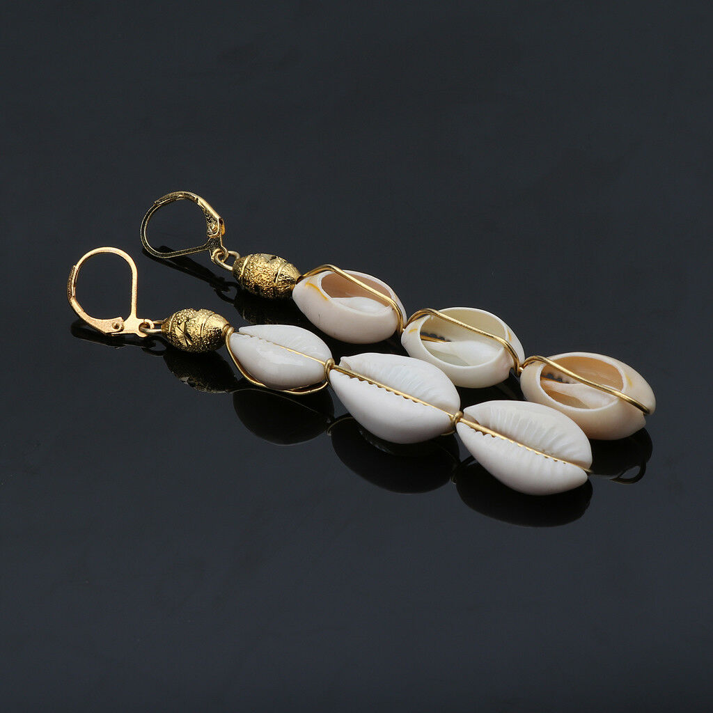 Bohemian Natural Cowrie Shell Pendant Drop Earrings Beach Fashion Jewelry Women