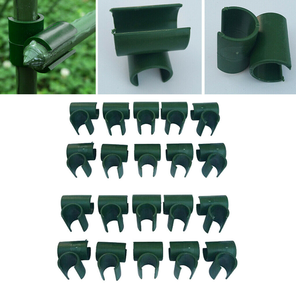 20x Plant Stakes Connectors Plastic Cross Clips Garden Clamp 16mm+20mm