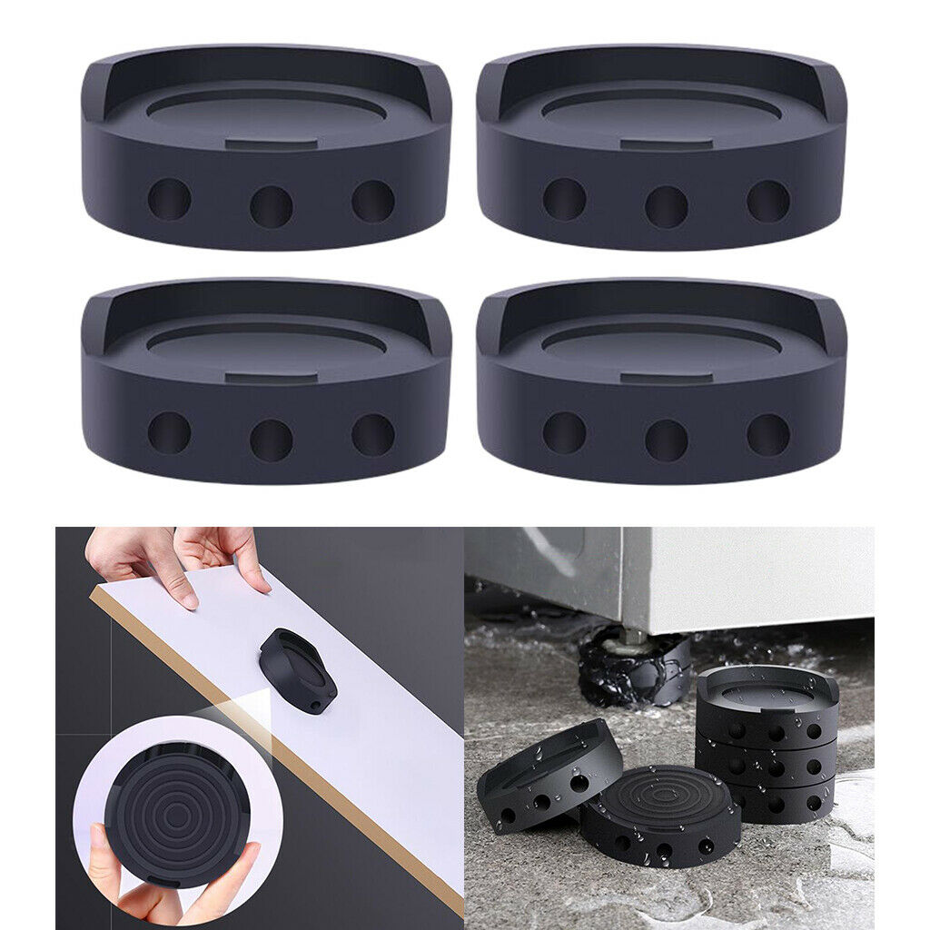 4Pieces Black Anti Vibration Pads Prevent Shaking Non Slip Grip Feet Pad for