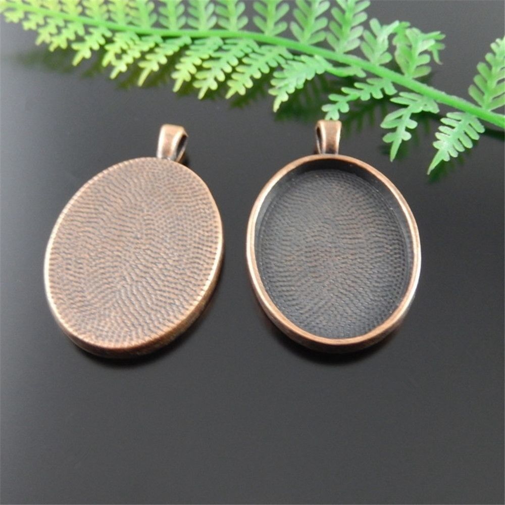 10 pcs Bronzed Base Setting Oval Bezel Frame Photo Art Pendant Charm 30*22mm