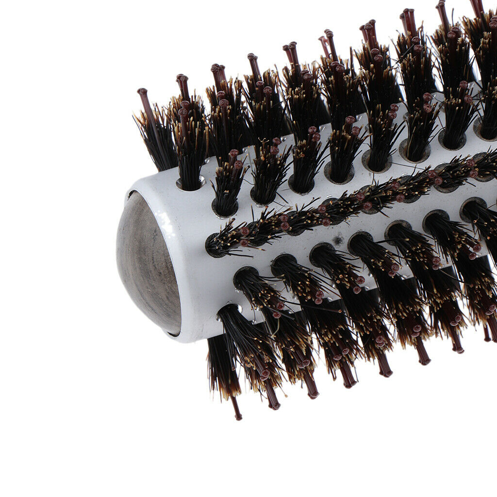 Wood Handle Round Hairdressing Comb Bristl Hairbrush Brown C - 14 Rows Hair