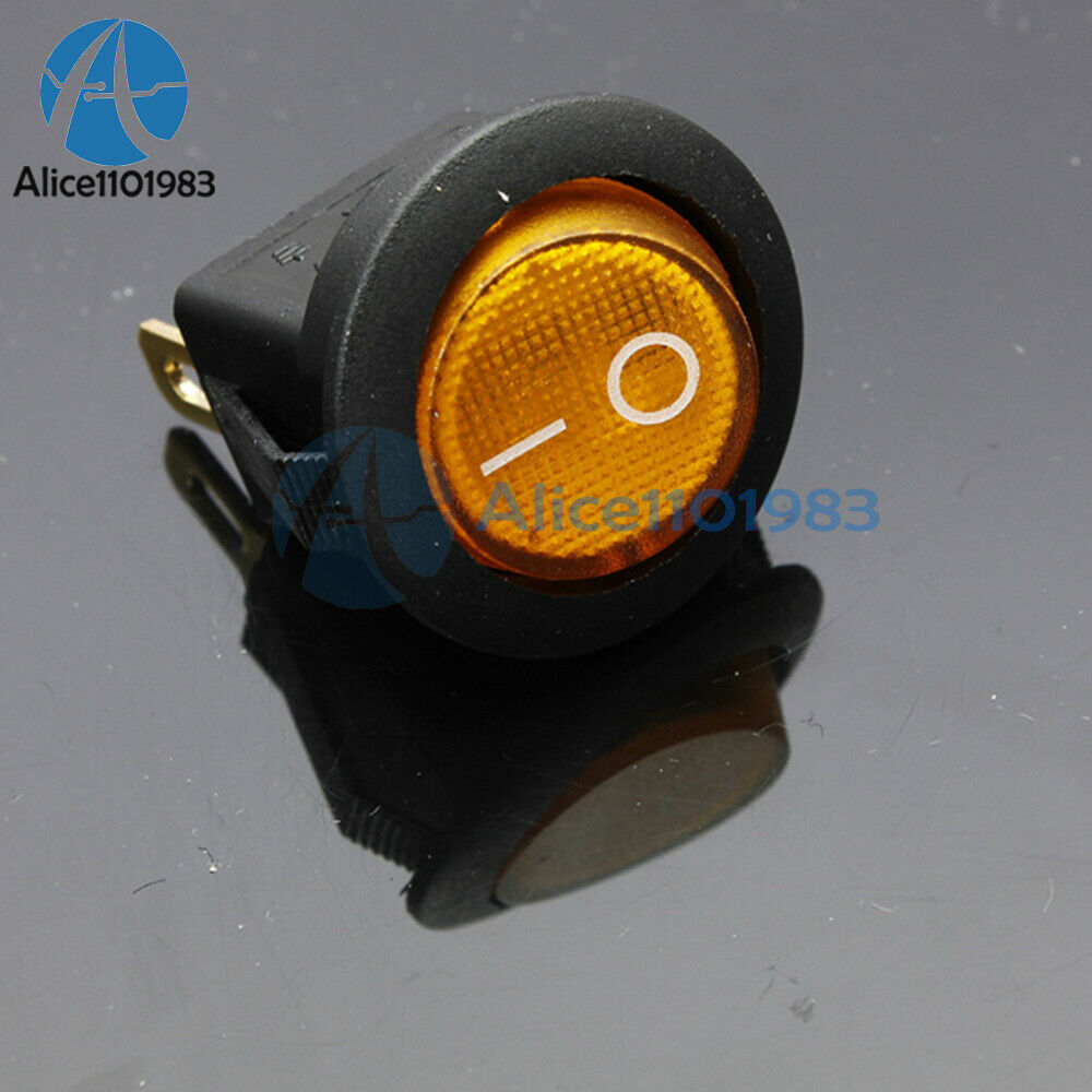 20PCS Mini 3-Pin Round Yellow Snap-in SPDT ON-OFF Rocker Switch 6A 250V/10A 125V