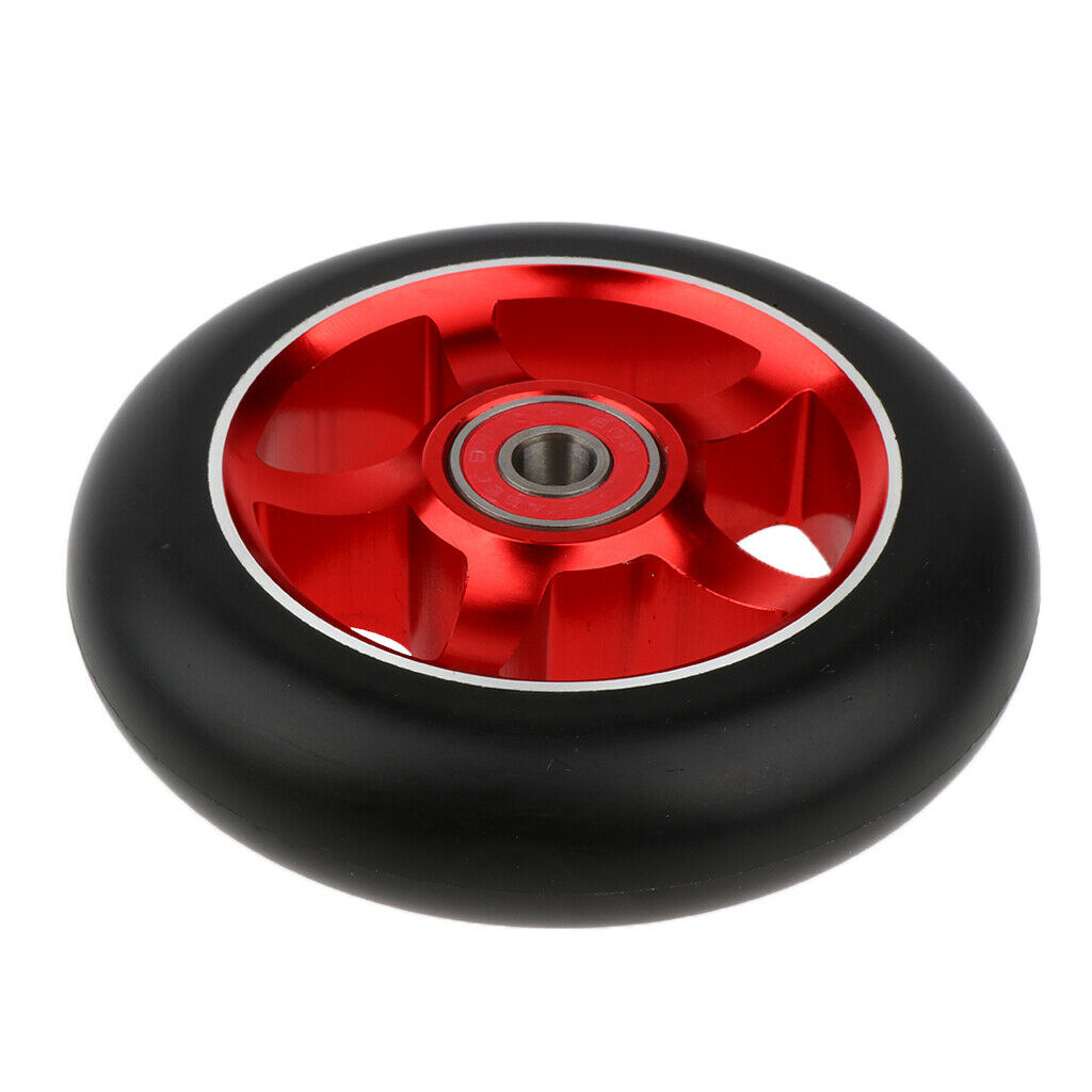 2X 1 Pair Replacement 100mm Stunt Scooter Wheels with Bearing & Bushings red