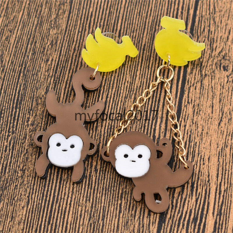 Banana Monkey Pendant Earring Studs Cute Dangle Jewelry Women Gifts Fashion Hot