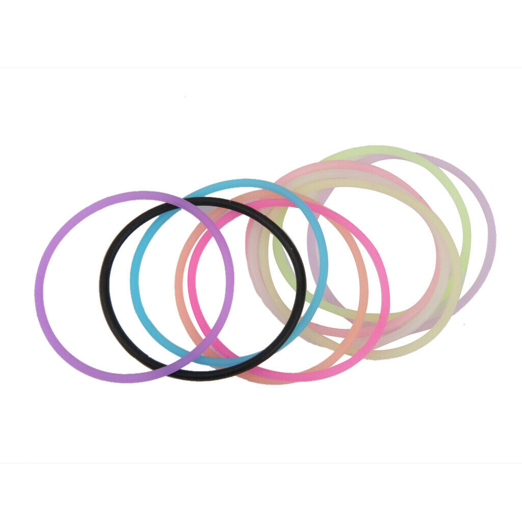10pcs Elastic Silicone Hair Rope Bracelet Bangles - Mixed Colors