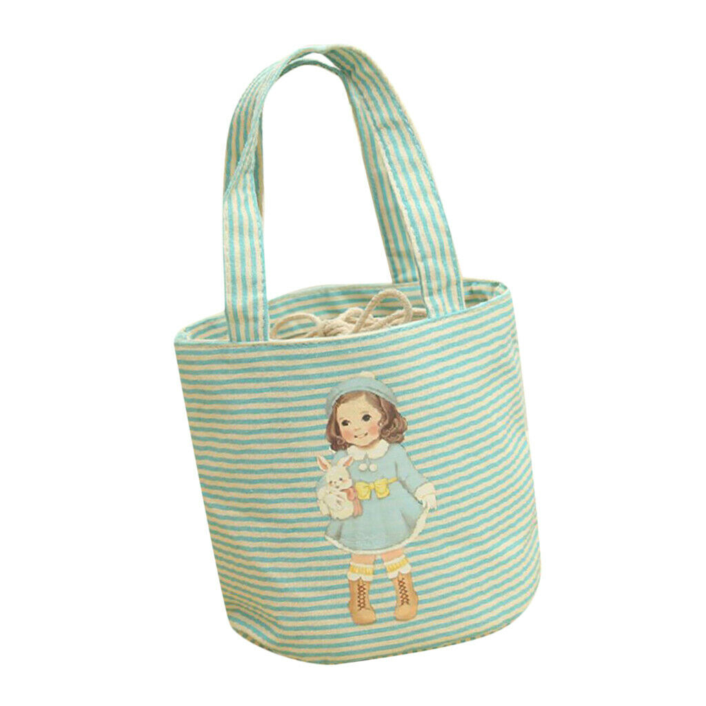 Canvas Lunch Bag Insulated Lunch Tote Soft Bento Cooler Bag Container Blue