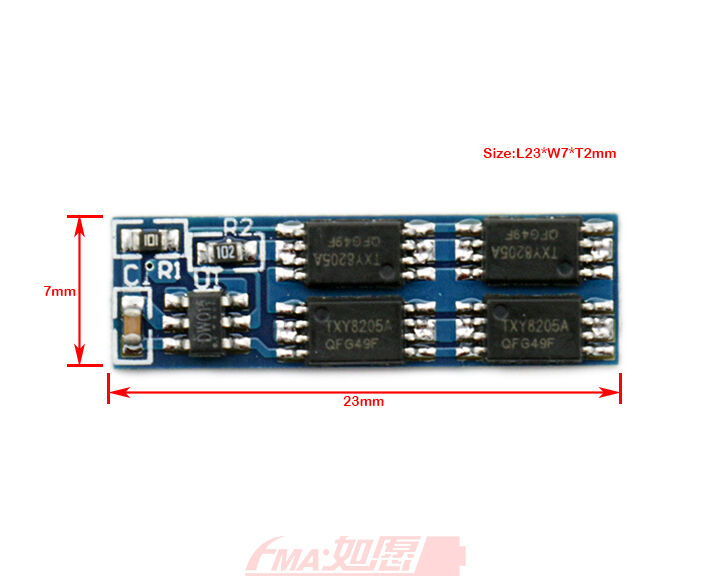 Protection Circuit Module PCM for 3.6V 3.7V Li-Po Li-ion Battery C/D:7.5A 1SW003