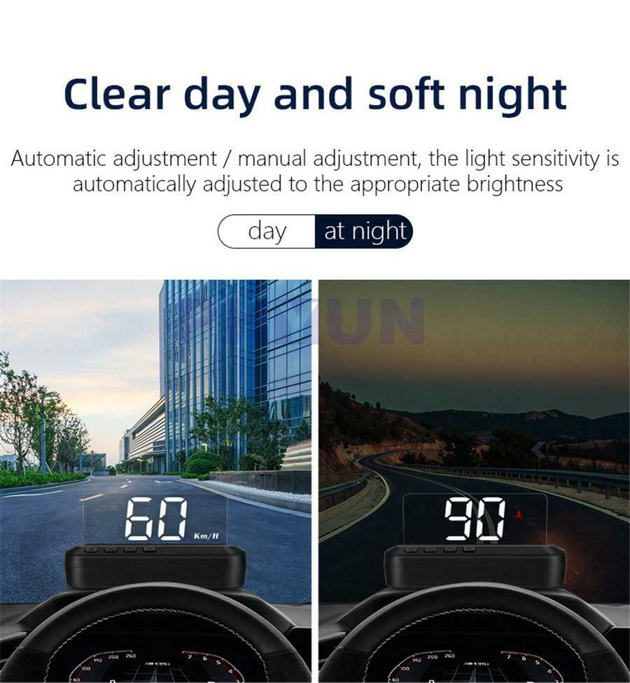 New OBD2 HUD Car Head Up Display Mirror Projecting Speed Water Temp KMH MPH RPM
